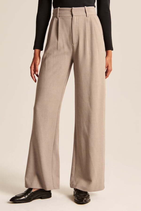 Sand Wide Leg Tailored Pants