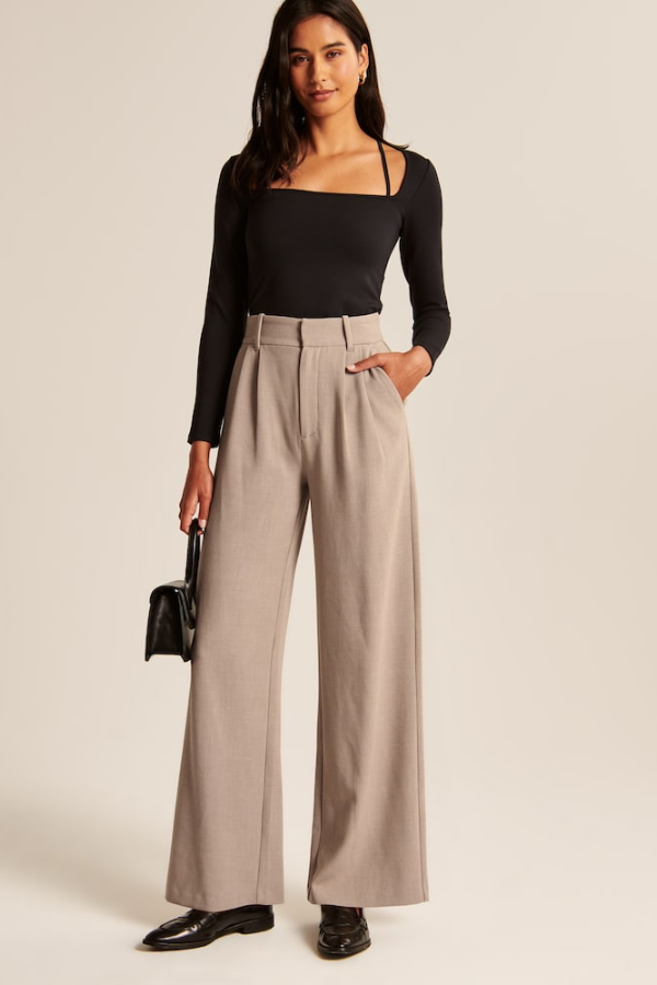 Sand Wide Leg Tailored Pants