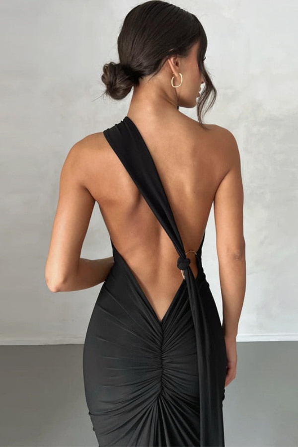 Natalie Oblique Shoulder Maxi Dress